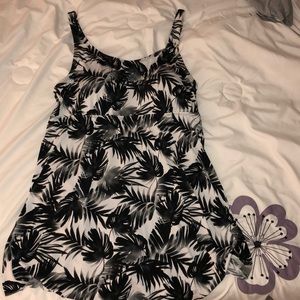Palm Leaf Print Swim Suit Dress